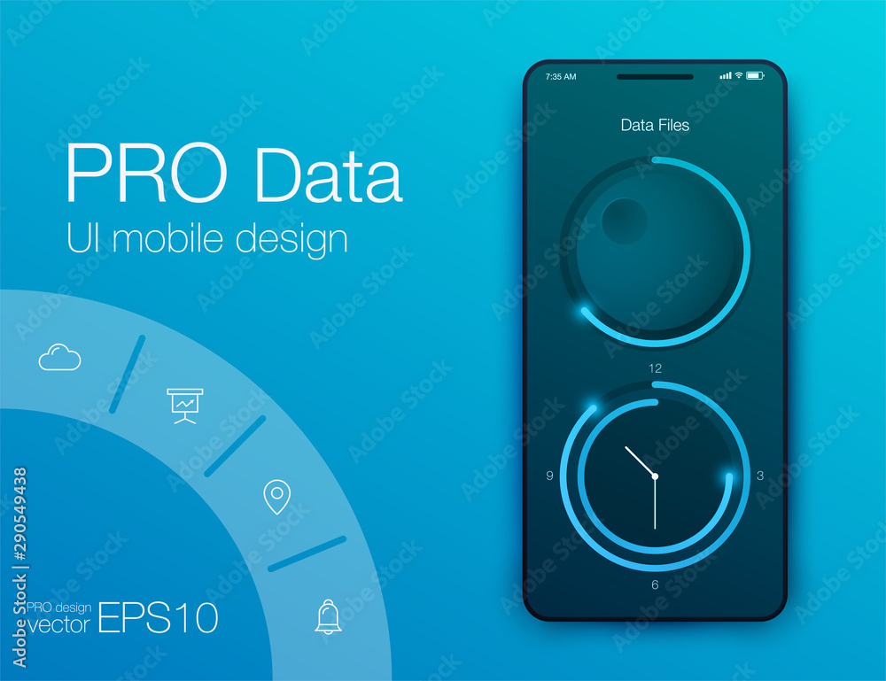 Poster mobile application interface. ui design, stock vector