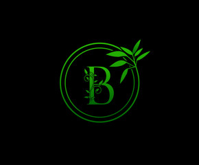 Circle nature letter B leaf icon logo design