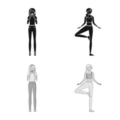 Vector illustration of posture and mood symbol. Collection of posture and female stock symbol for web.