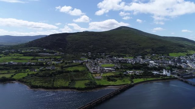 Small town of Cahersiveen, wide aerial