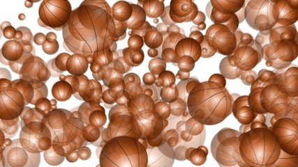 basketball balls explosion on white background, isolated