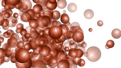 basketball balls explosion on white background, isolated
