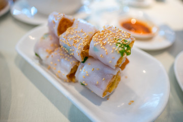 You Tiao - Breakfast - Zhaliang - wrapped in rice paper - dimsum