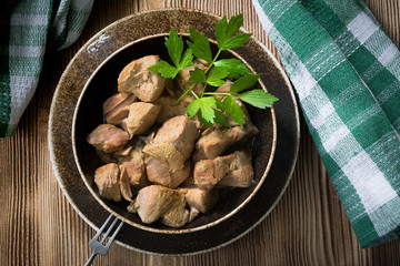 Stewed turkey meat.