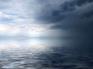 stormy weather with dramatic clouds over the sea in northumbria england
