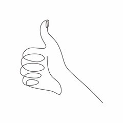 Continuous line drawing thumbs up hand gesture concept of fine, agree, and okay