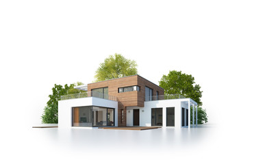 Moderne Villa 4 isoliert weiß