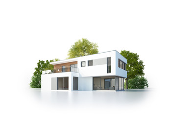 Moderne Villa 3 isoliert weiß