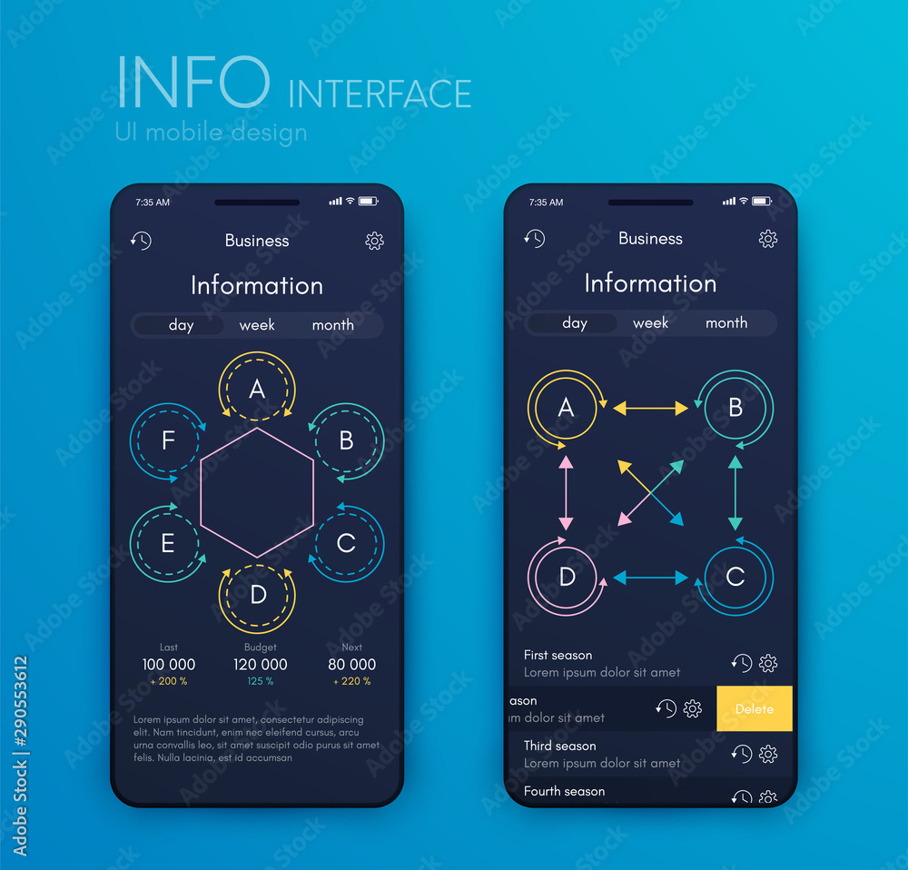 Poster mobile application interface. ui design, stock vector