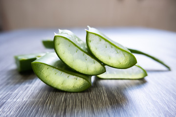 Aloe vera Gel that has both substances to cure scars And used to produce health drinks Or cosmetics that are good for the skin