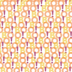 Vector Halloween seamless pattern with boo inscription. Funny colorful background for decoration halloween designs. Minimalistic art elements on white backdrop.