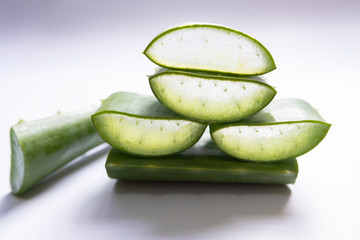Aloe vera Gel that has both substances to cure scars And used to produce health drinks Or cosmetics...
