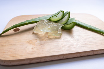 Aloe vera Gel that has both substances to cure scars And used to produce health drinks Or cosmetics that are good for the skin