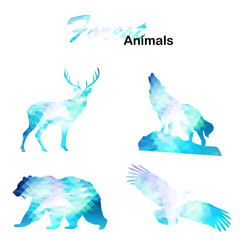 Collection of geometric polygon animals