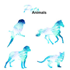 Collection of geometric polygon animals