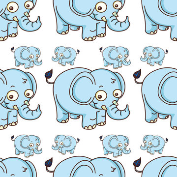 Seamless pattern tile cartoon with elephant