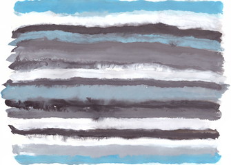 Drawing with watercolors: Abstraction. Blue and black waves.