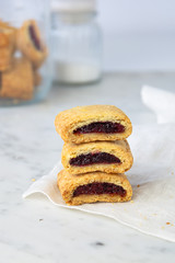 stack of newtons cookies stuffed with jam