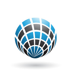 Blue and Black Shell Like Round Icon Illustration