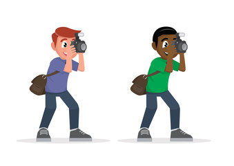 Cartoon character, Man photographer.