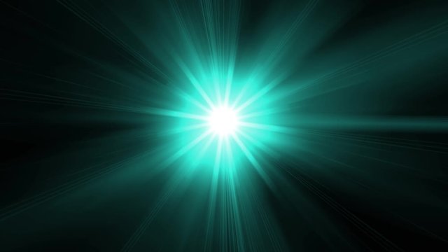 Bright Light With Flickering Rays Appearing And Dissappearing While Moving By Curved Trajectory And Spinning And Quickly Changing Colors On Black Background