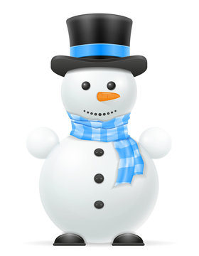 new year christmas snowman in a hat and scarf stock vector illustration