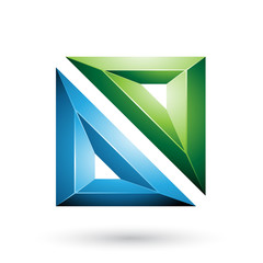 Blue and Green Frame Like Embossed Square Shape Illustration