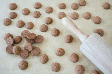 Kruidnoten, ginger nuts,  with roller spin. Traditional candy for Dutch event Sinterklaas