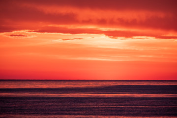 Beautiful red and orange sunset over the sea.