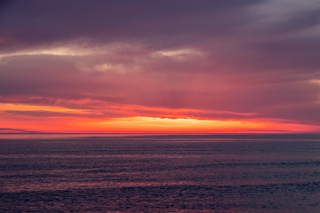 Beautiful red and orange sunset over the sea.