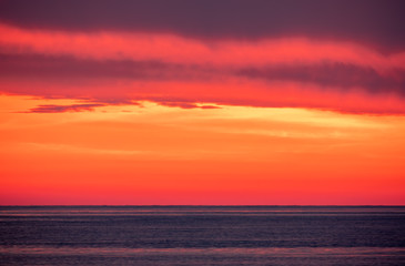 Beautiful red and orange sunset over the sea.