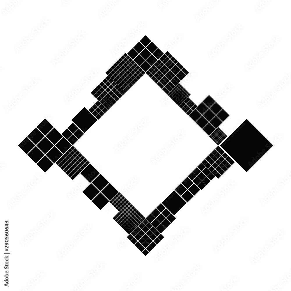 Poster geometrical diagonal square badge template - monochrome abstract vector graphic