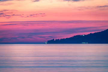 Beautiful pink sunset over the sea.