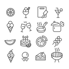 Set of food icon vector illustration isolated modern outline on white background