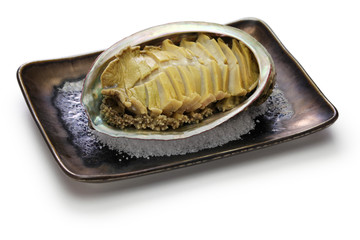 steamed abalone with sake, awabi no sakamushi, japanese cuisine