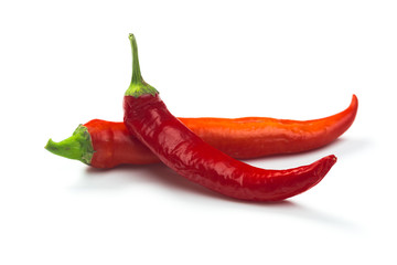 Red chili pepper isolated on a white background. Healthy food. Fresh vegetables.