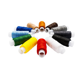 Set of multi-colored cotton threads isolated
