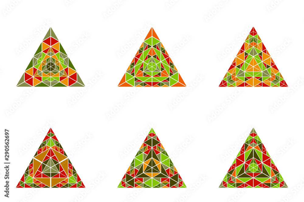 Aufkleber polygonal abstract triangle pyramid logo template set - geometrical geometric colorful vector graphi