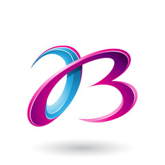 Fototapeta premium Blue and Magenta 3d Curly Letters A and B Illustration