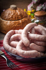 Boiled white sausages.