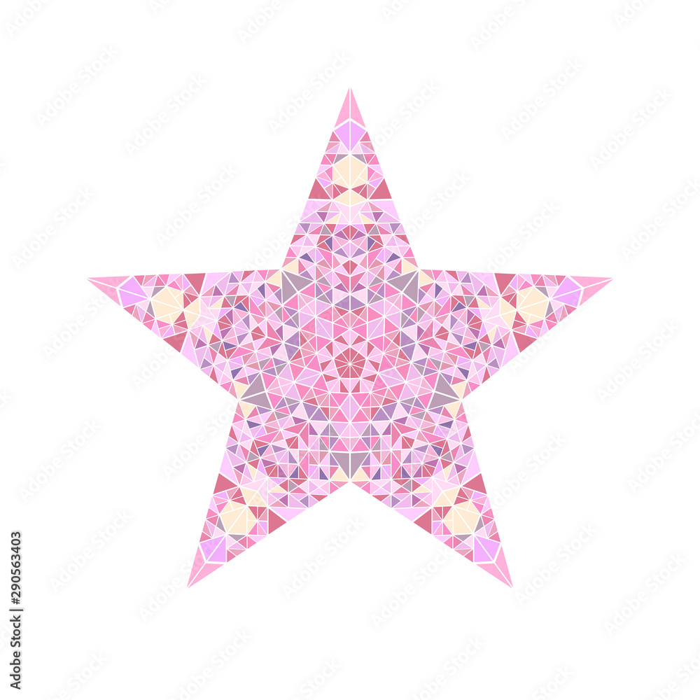 Poster Geometrical isolated polygonal tiled ornament star symbol template - colorful ornamental abstract vector design element from mosaic triangles