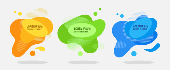 Set of abstract liquid shape isolated on white background. Gradient banner with fluid forms, wave, lines. Modern logo. Vector design