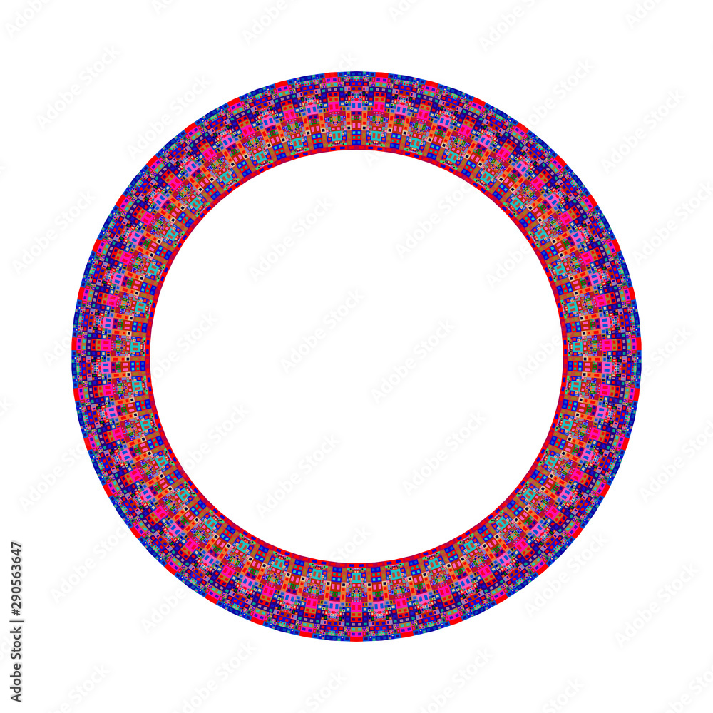 Poster mosaic round wreath - geometrical ornamental abstract colorful vector element with geometric shapes