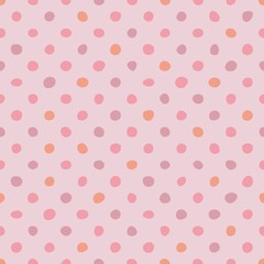 Fototapeta na wymiar Tile vector pattern with pastel hand drawn dots on pink background