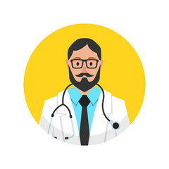 Fototapeta premium Medical doctor profile icon. Male doctor avatar. Vector illustration.