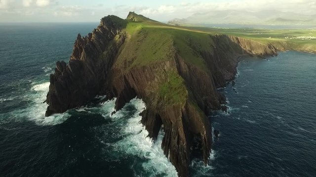 Sibyl Head in coastal Ireland, wide aerial