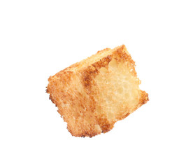 Tasty crispy fried crouton on white background - obrazy, fototapety, plakaty