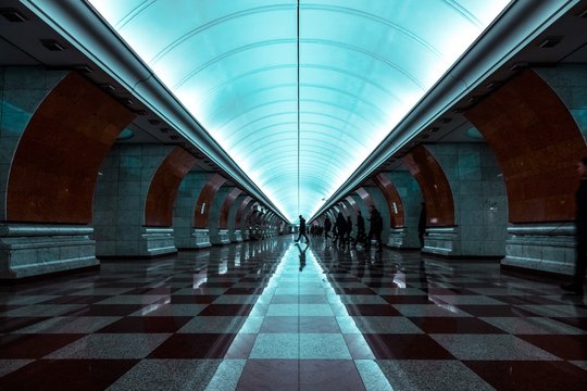 Subway Station Interior, Park Pobedy, Moscow, Russia