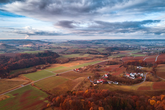 Landscape shot of land in the fall.
