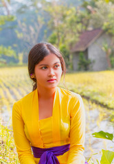 Portrait of balinese girl in traditional costume